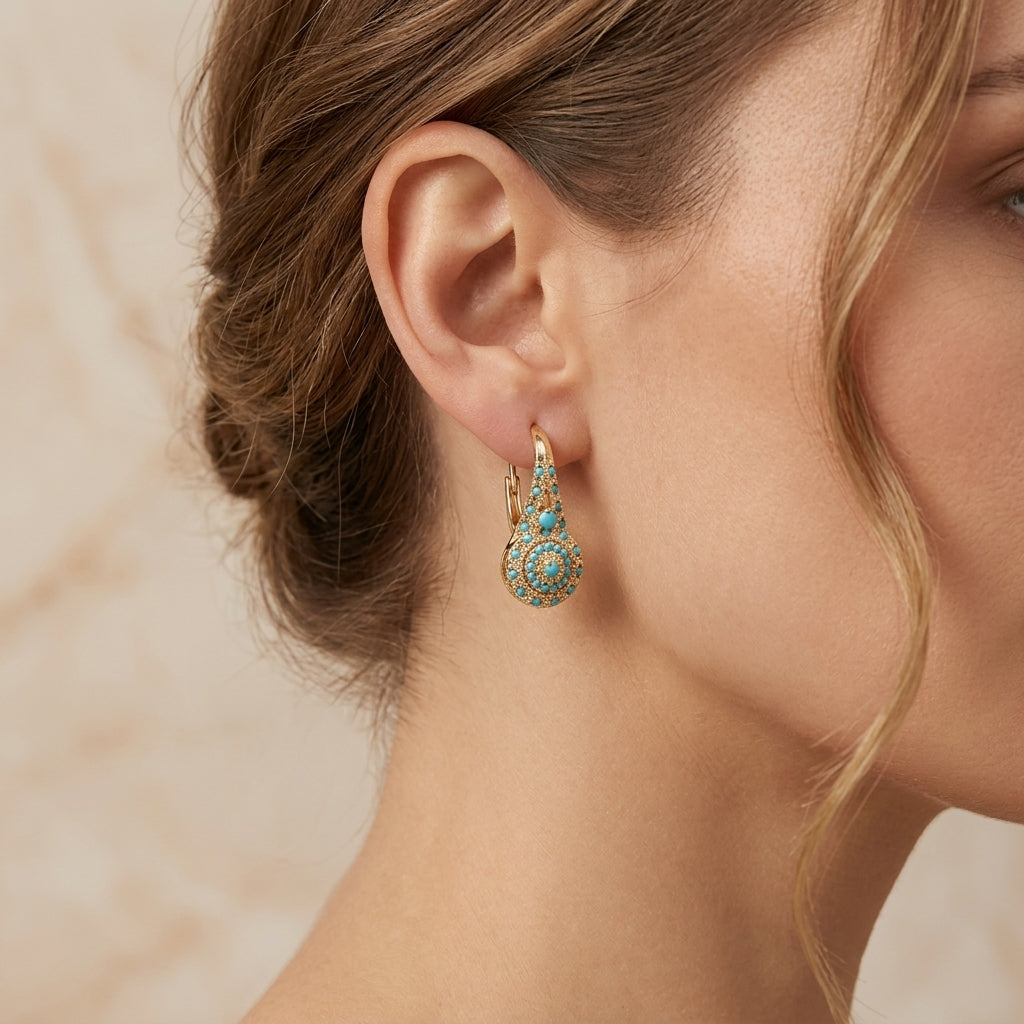 Boucles d'oreilles avec turquoise | Or