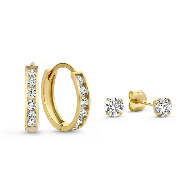 Boucles d'oreilles en pierre Dara brillante | Or blanc