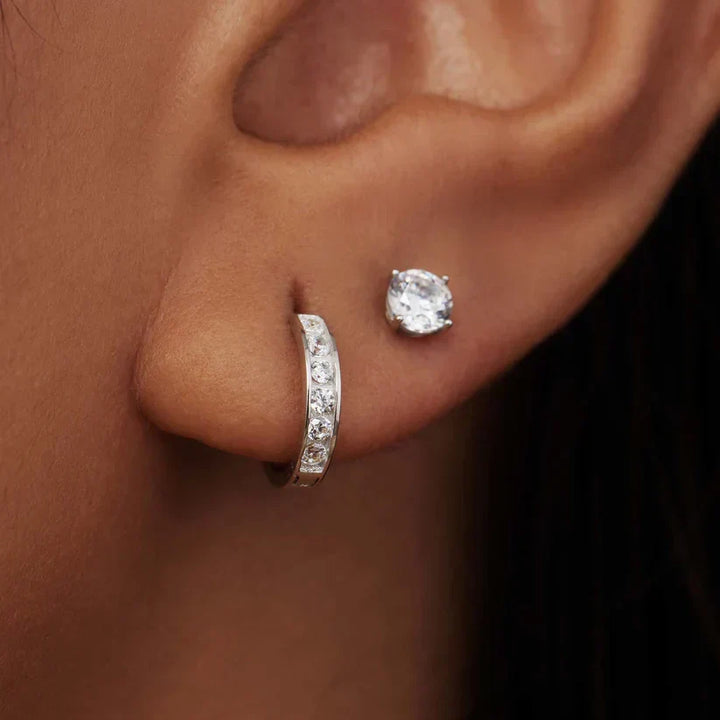 Boucles d'oreilles en pierre Dara brillante | Or blanc