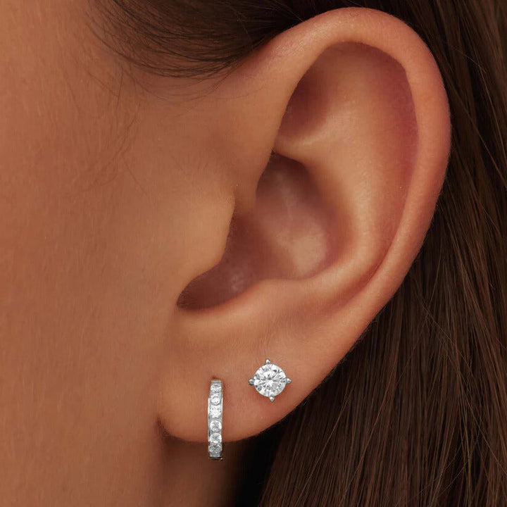 Boucles d'oreilles en pierre Dara brillante | Or blanc