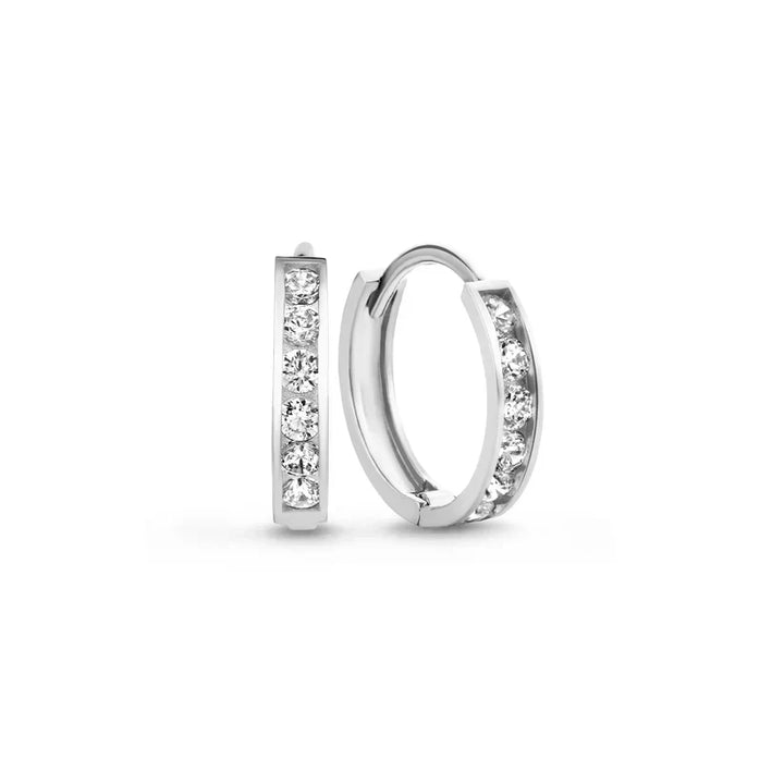 Boucles d'oreilles en pierre Dara brillante | Or blanc