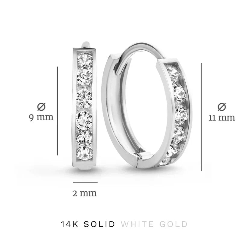 Boucles d'oreilles en pierre Dara brillante | Or blanc