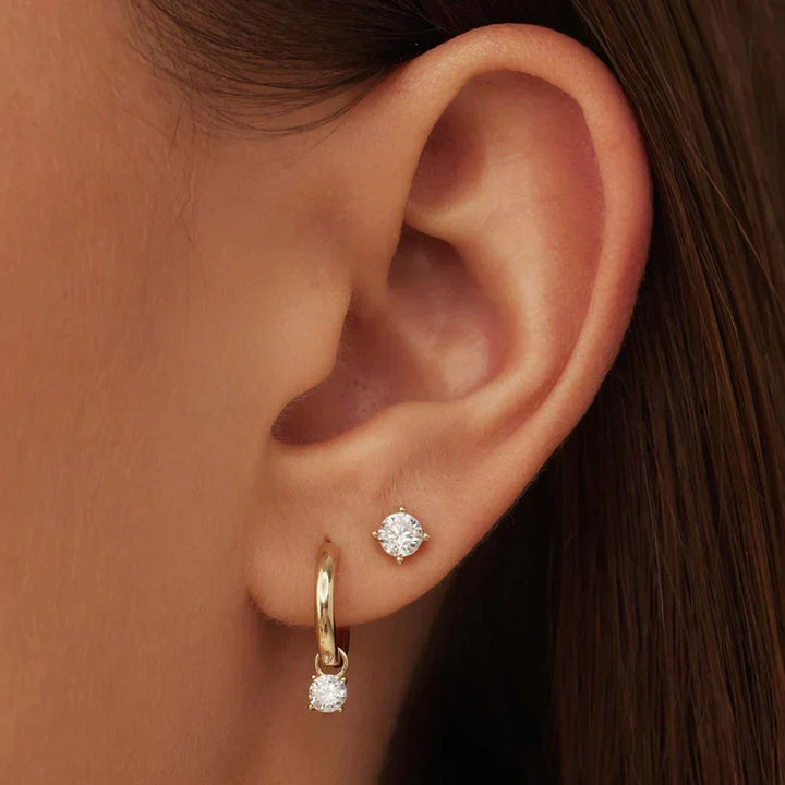 Boucles d'oreilles en pierre larmes de lune | Or