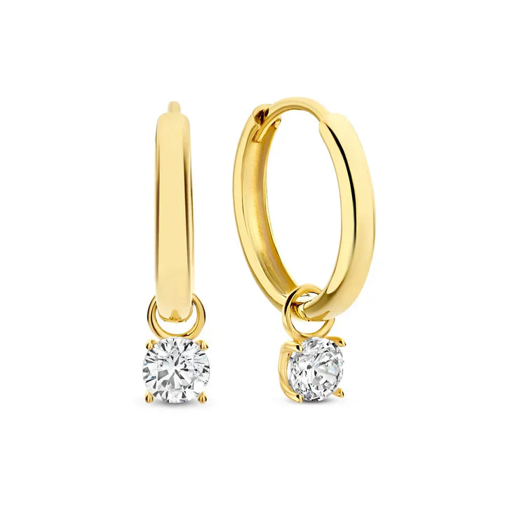Boucles d'oreilles en pierre larmes de lune | Or blanc