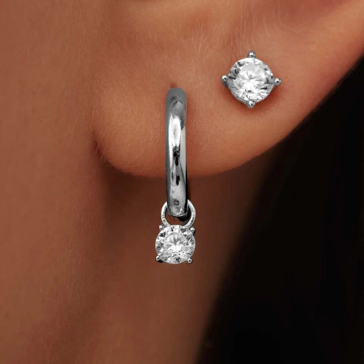 Boucles d'oreilles en pierre larmes de lune | Or blanc