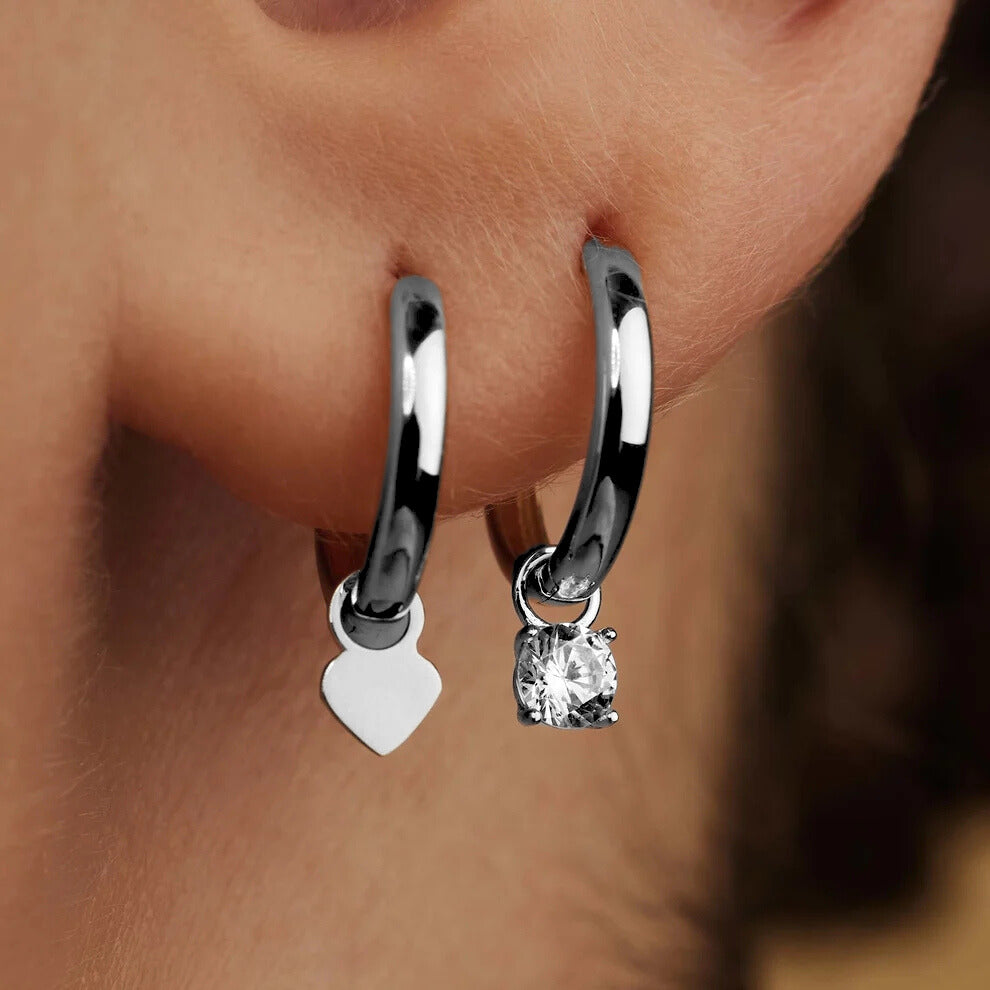 Boucles d'oreilles en pierre larmes de lune | Or blanc