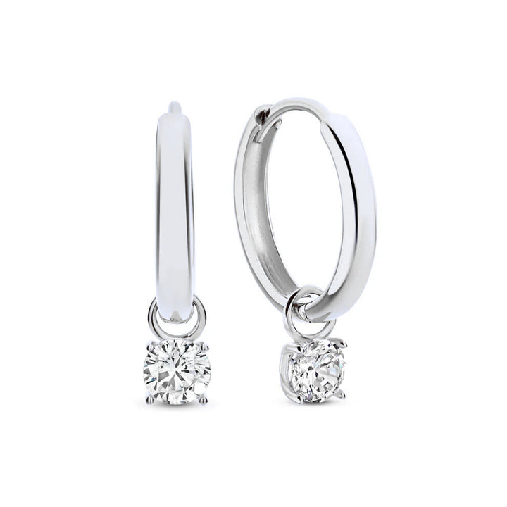Boucles d'oreilles en pierre larmes de lune | Or blanc