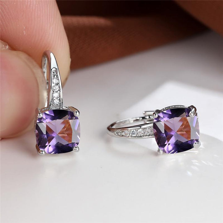 Boucles d'oreilles en pierre mystique | Or blanc