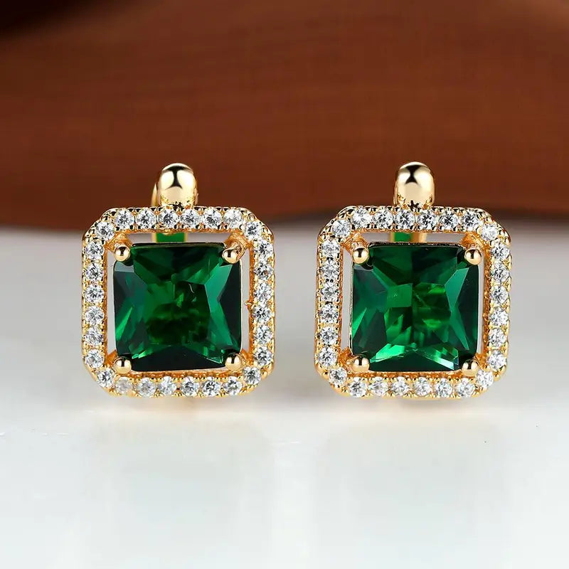 Boucles d'oreilles en zircone cubique vert | Or