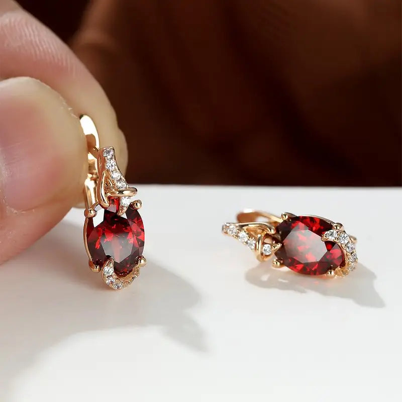 Boucles d'oreilles goutte en crépuscule cramoisi | Or