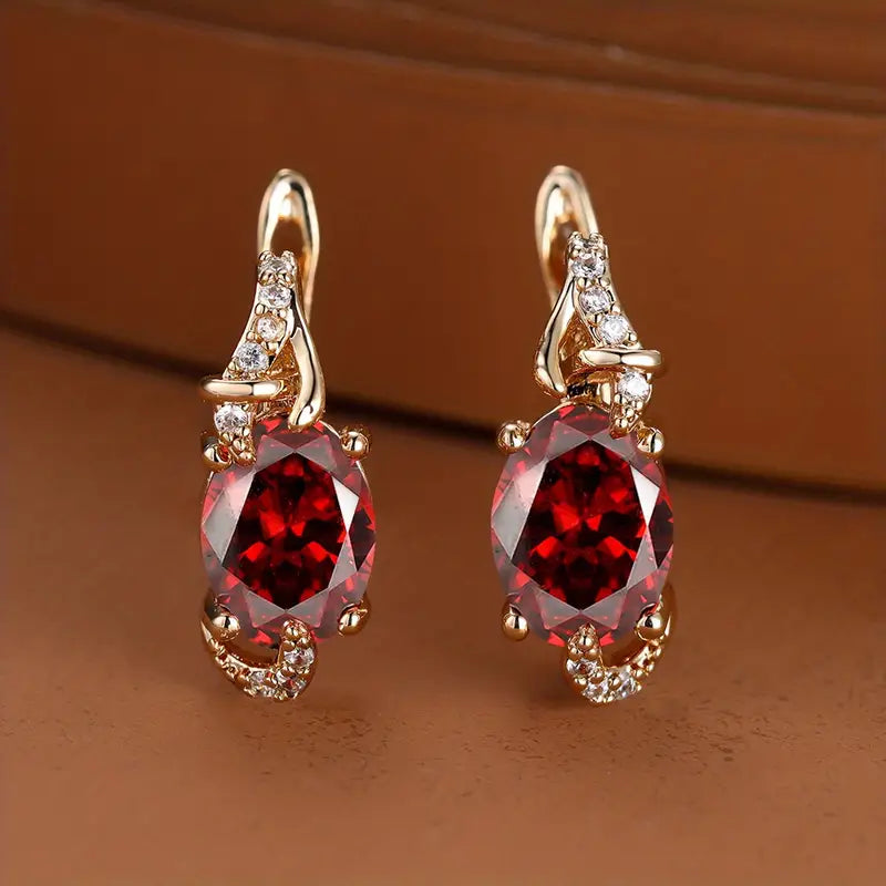 Boucles d'oreilles goutte en crépuscule cramoisi | Or