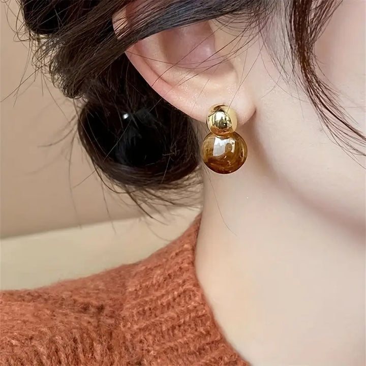 Boucles d'oreilles pendantes Aurélie Amber | Or