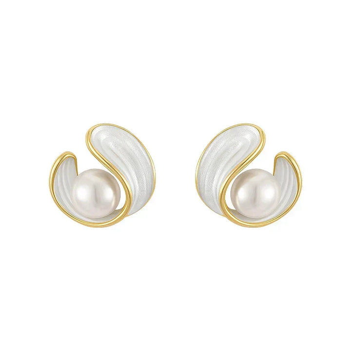 Boucles d'oreilles pendantes luxueuses en opale blanche et perles | Or