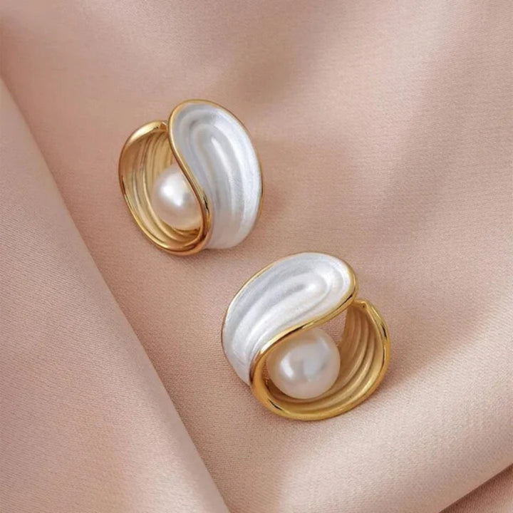 Boucles d'oreilles pendantes luxueuses en opale blanche et perles | Or
