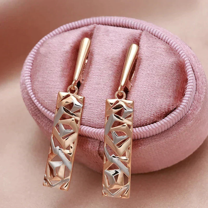 Boucles d'oreilles pendantes rectangulaires | Or