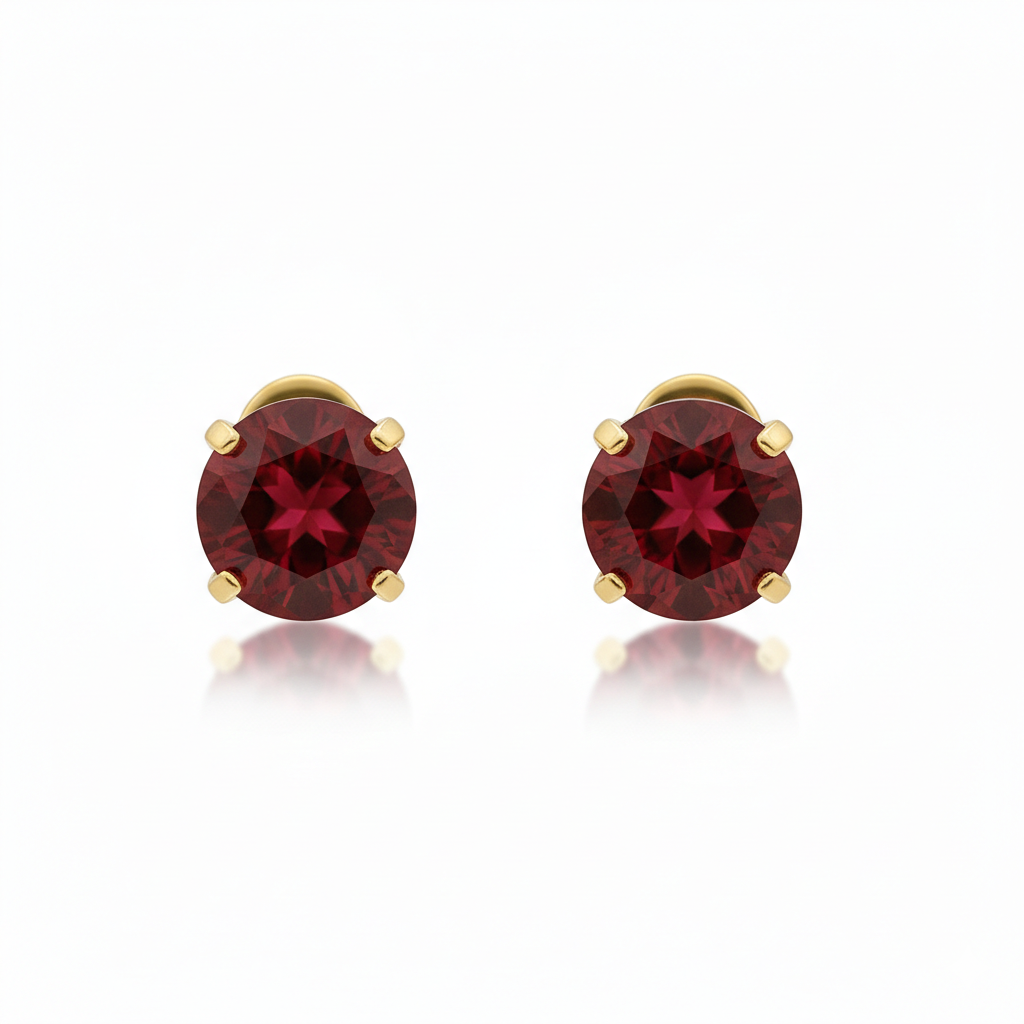 Boucles d'oreilles rondes en rubis | Or