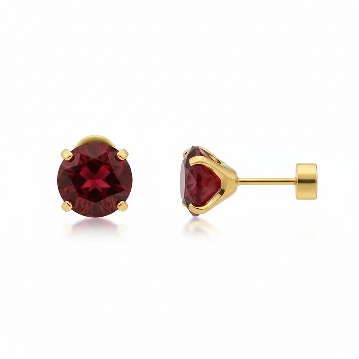 Boucles d'oreilles rondes en rubis | Or