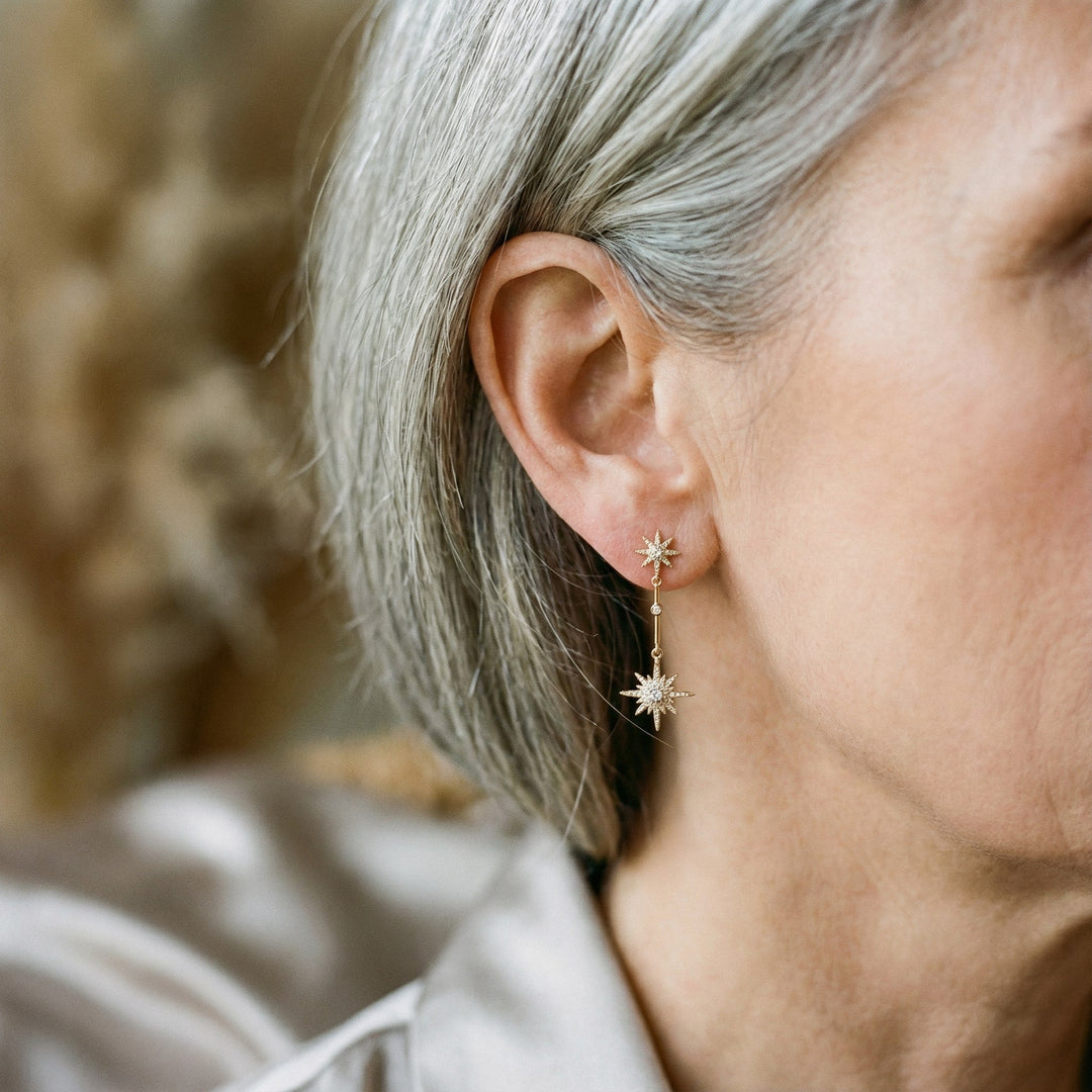 Boucles d'oreilles vintage avec étoile en cristal | Or