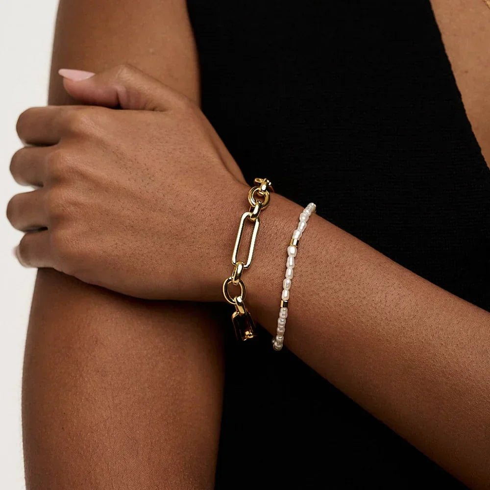 Bracelet Barrette | Or blanc