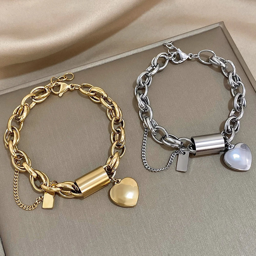 Bracelet chaîne épaisse Revitalisante | Or blanc