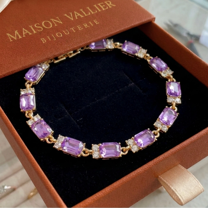 Bracelet charme améthyste Valleria | Or