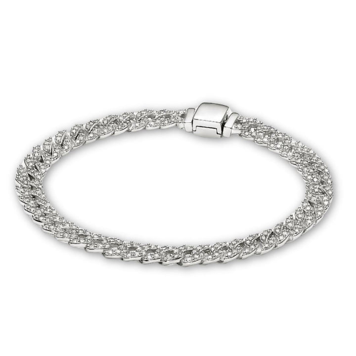 Bracelet cubain pave | Or blanc