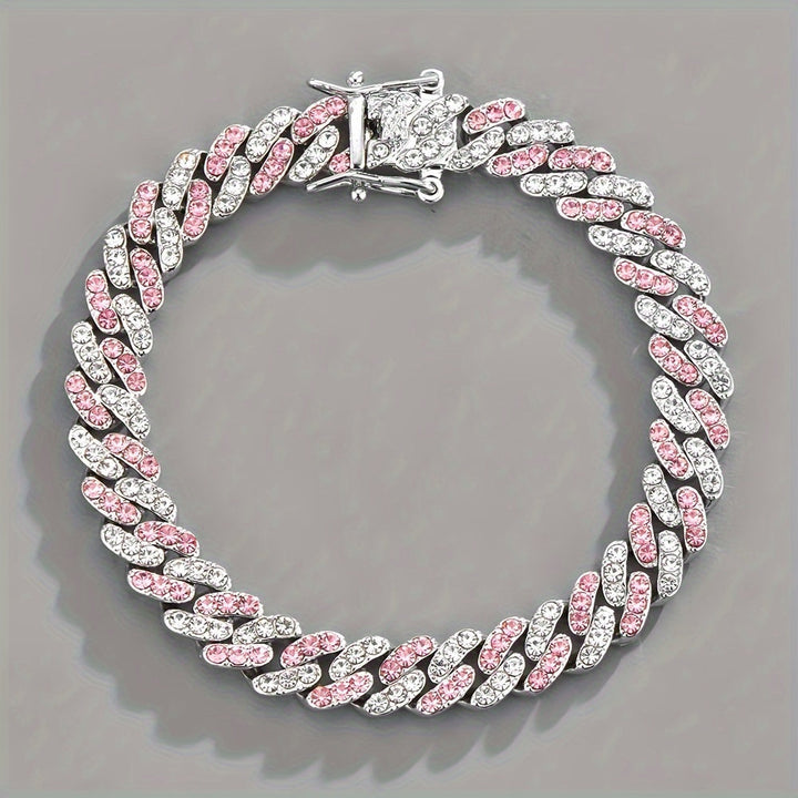 Bracelet cubain rosé Glacé | Or blanc