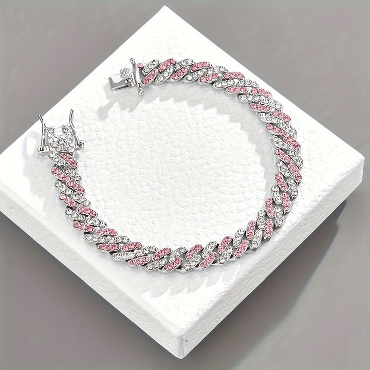 Bracelet cubain rosé Glacé | Or blanc
