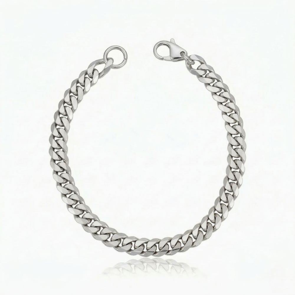 Bracelet cubain | Or blanc