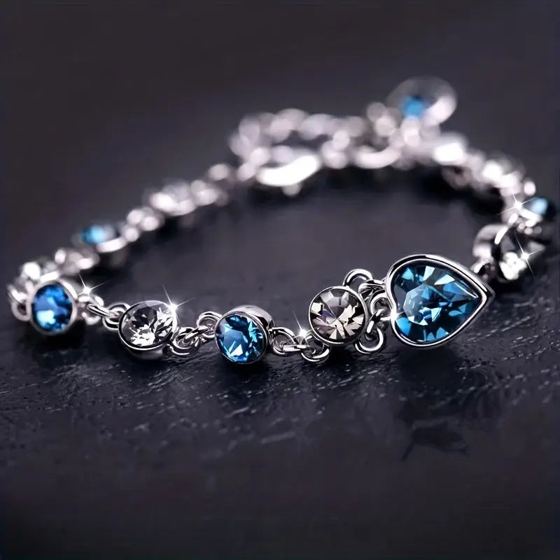 Bracelet éclat cœur océan | Or blanc