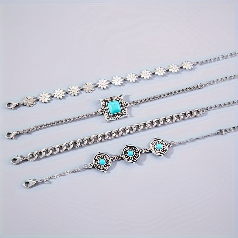 Bracelet empilé en pierre céleste | Or blanc