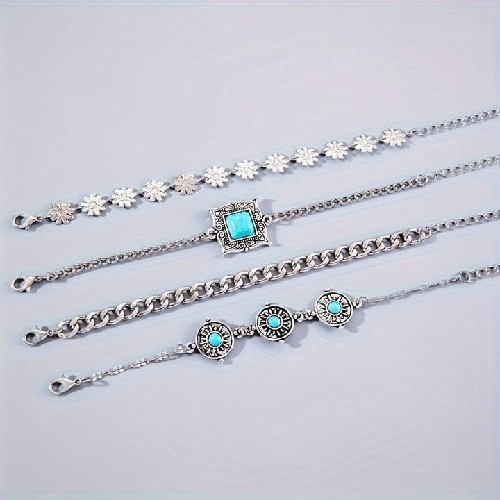 Bracelet empilé en pierre céleste | Or blanc