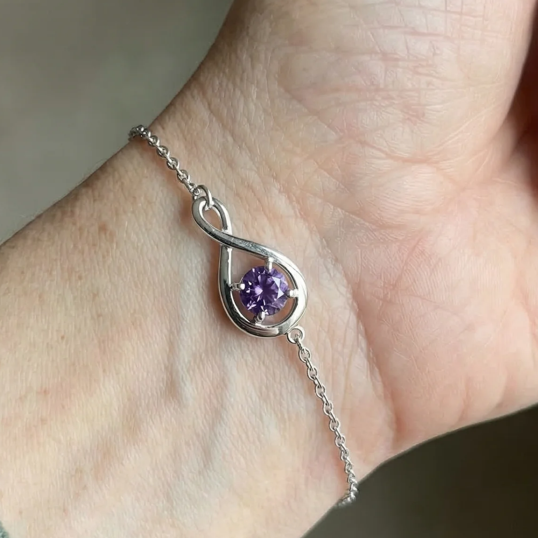 Bracelet infini améthyste | Or blanc