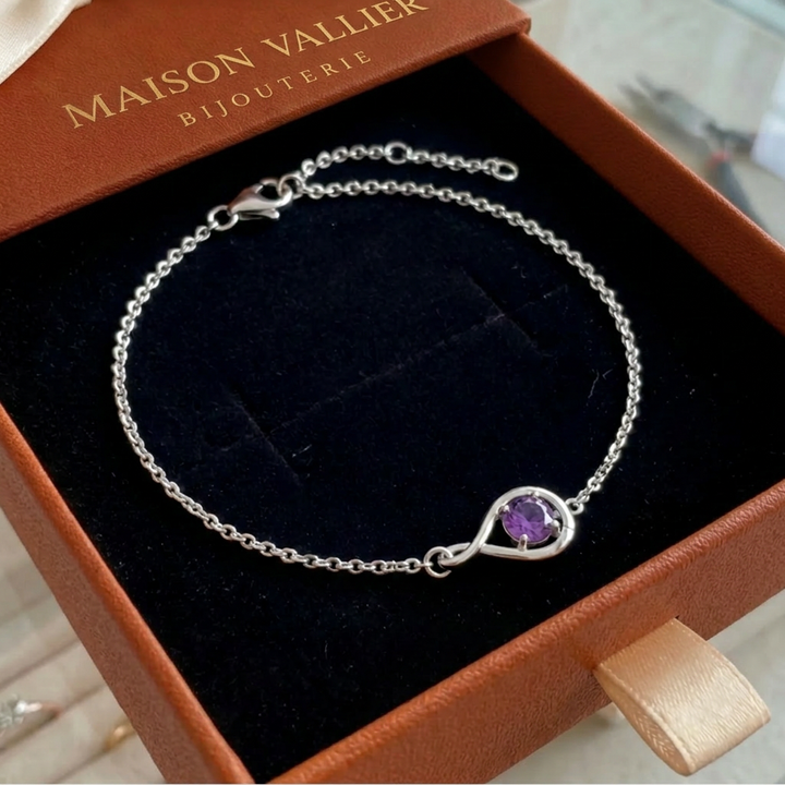 Bracelet infini améthyste | Or blanc