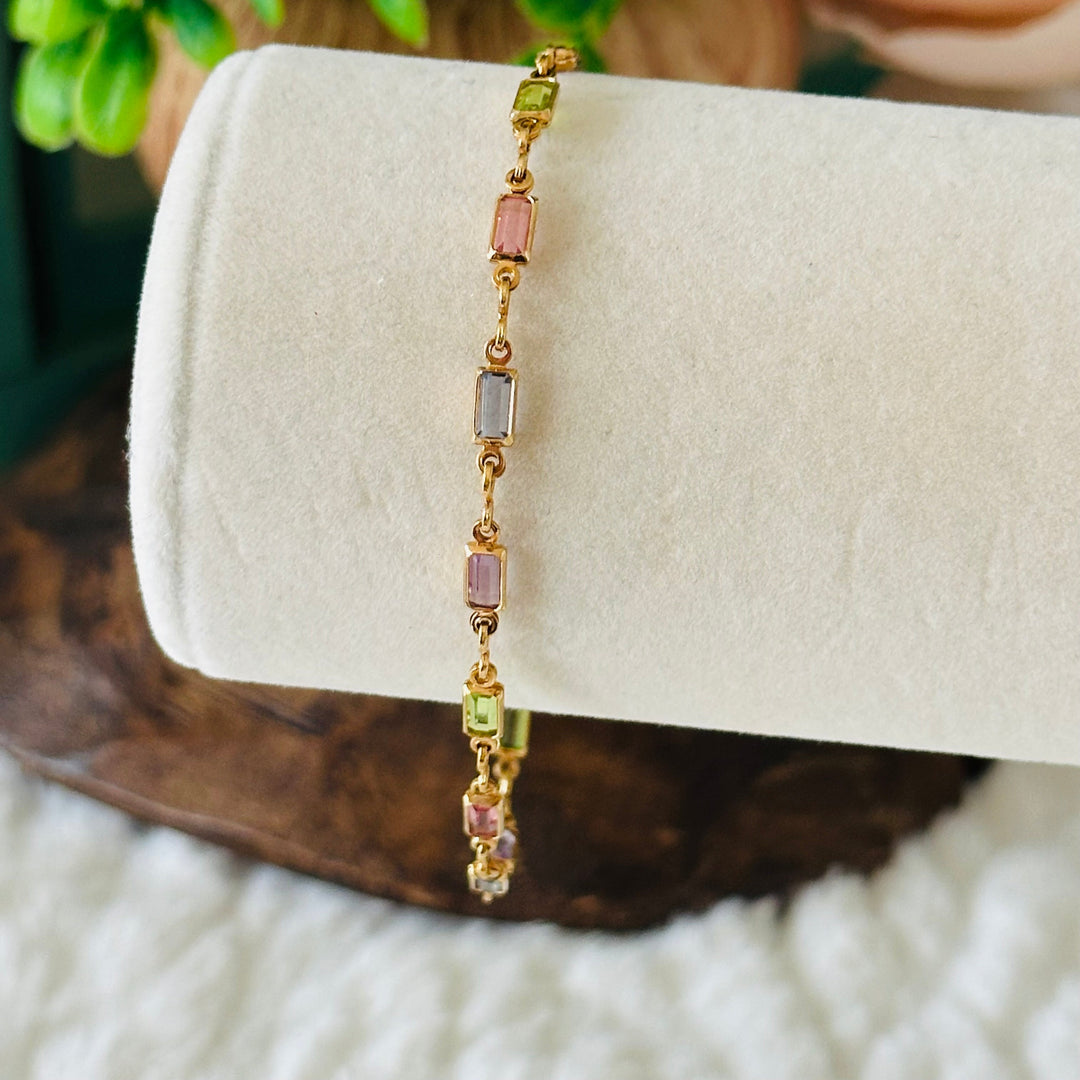 Bracelet « Isabelle » avec des pierres colorées | Or