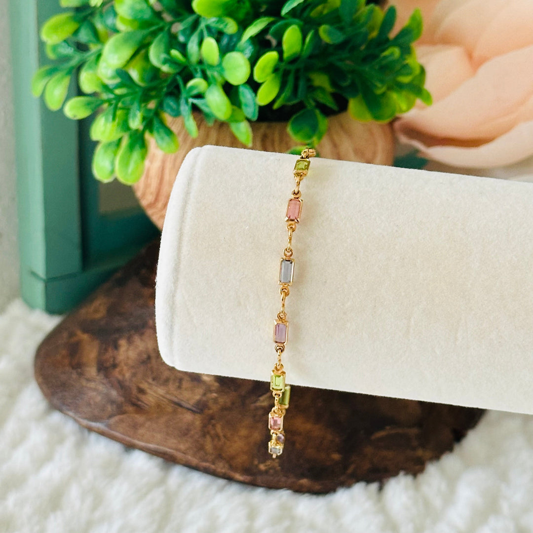 Bracelet « Isabelle » avec des pierres colorées | Or