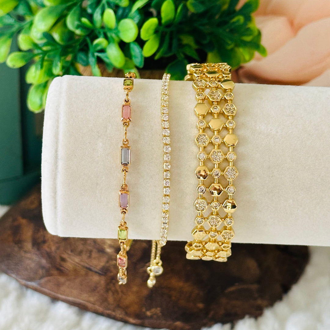 Bracelet « Isabelle » avec des pierres colorées | Or