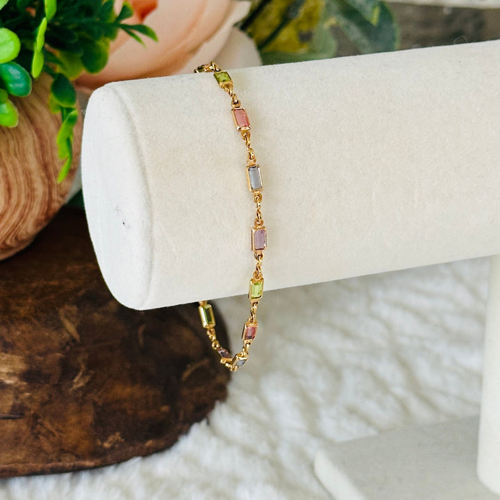 Bracelet « Isabelle » avec des pierres colorées | Or