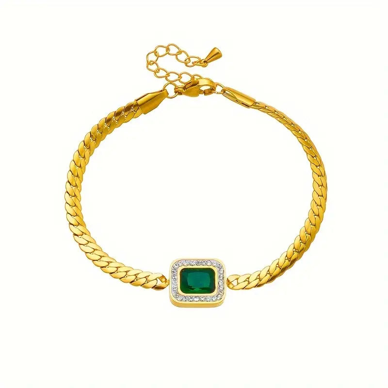 Bracelet Joanna vert avec émeraude | Or