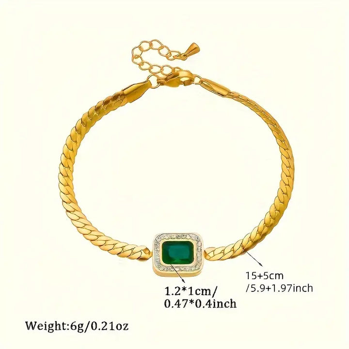 Bracelet Joanna vert avec émeraude | Or