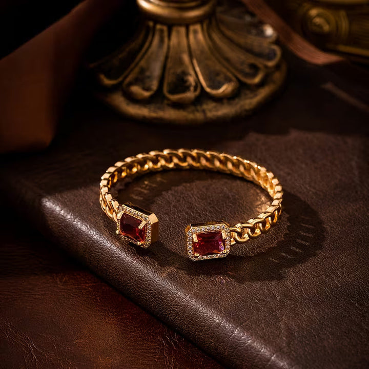 Bracelet ouvert Veloria rubis | Or