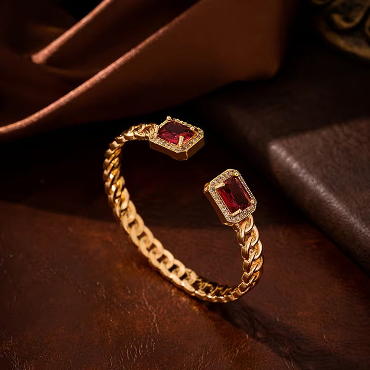 Bracelet ouvert Veloria rubis | Or