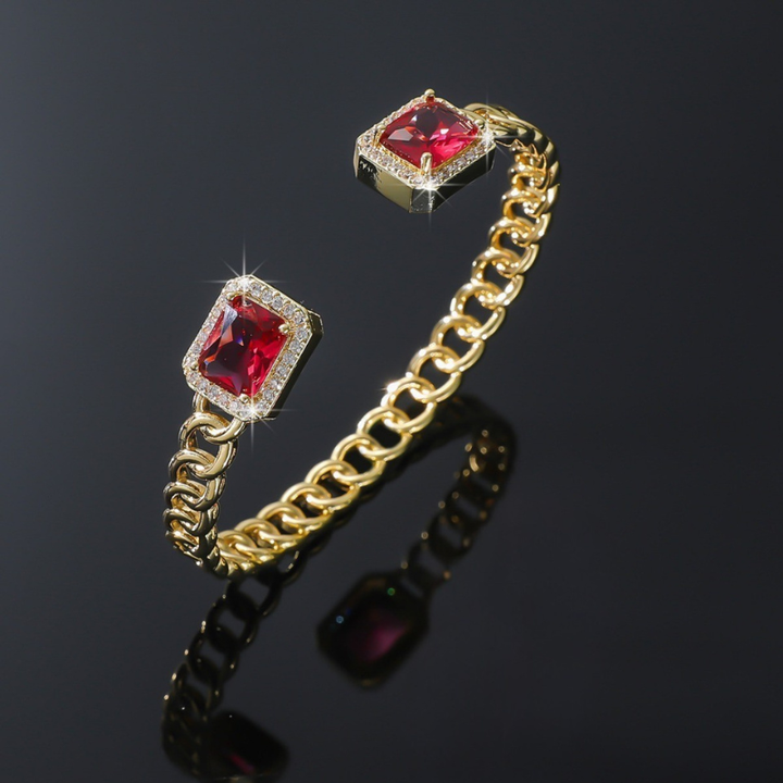 Bracelet ouvert Veloria rubis | Or