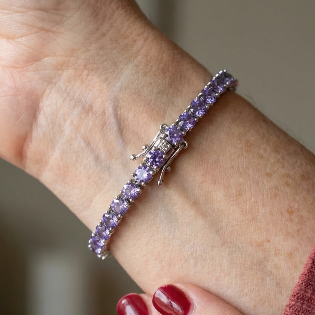 Bracelet tennis améthyste | Or
