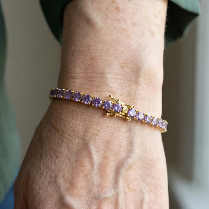 Bracelet tennis améthyste | Or blanc