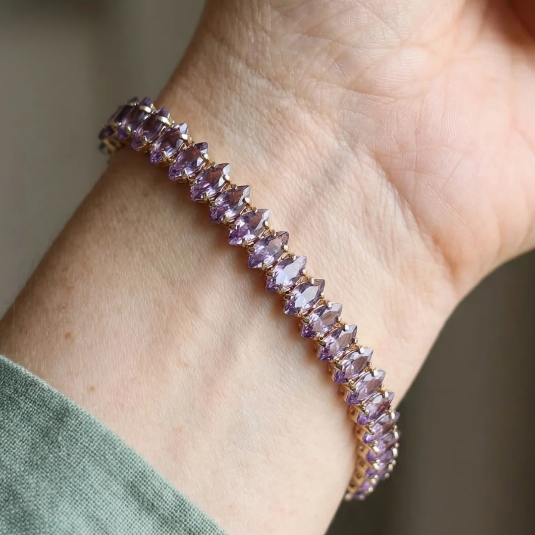 Bracelet tennis Marquise améthyste | Or