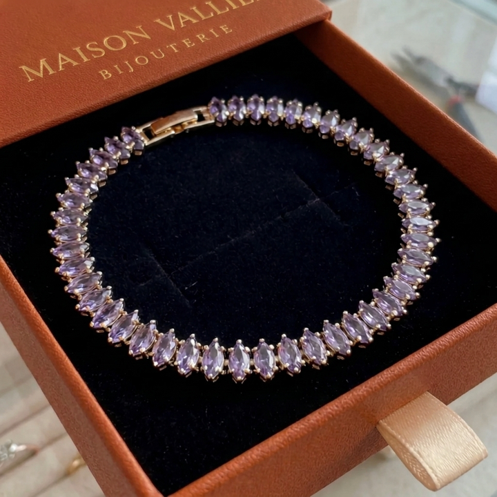 Bracelet tennis Marquise améthyste | Or