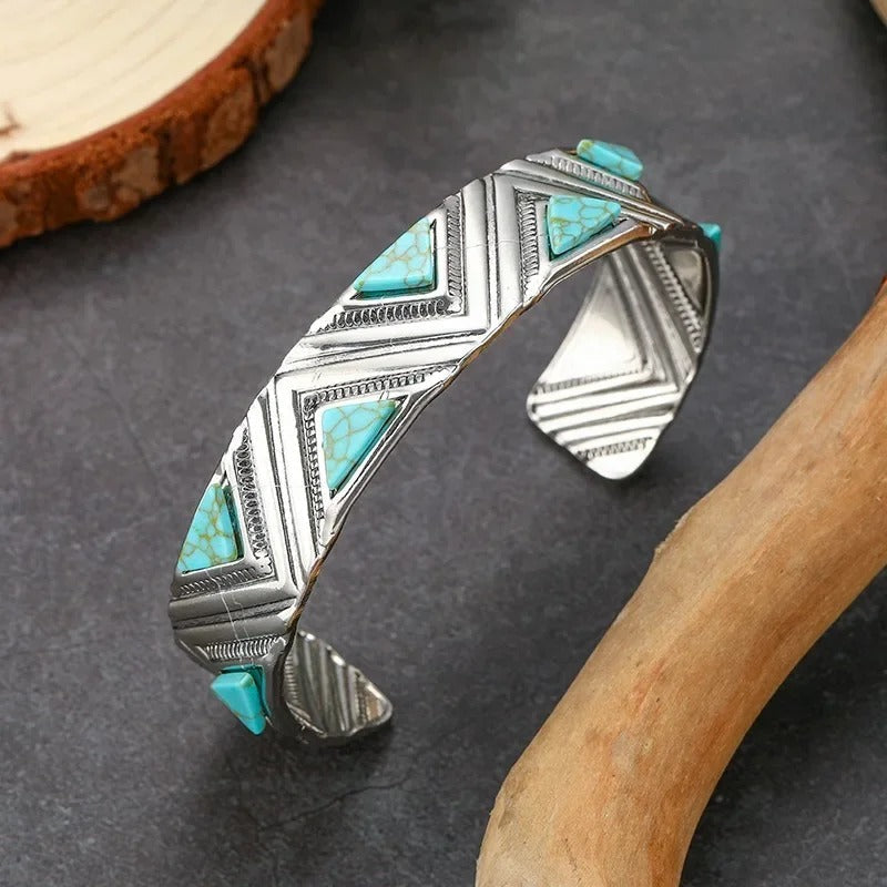 Náhrdelník Tribal boho retro s tyrkysom | Zlato