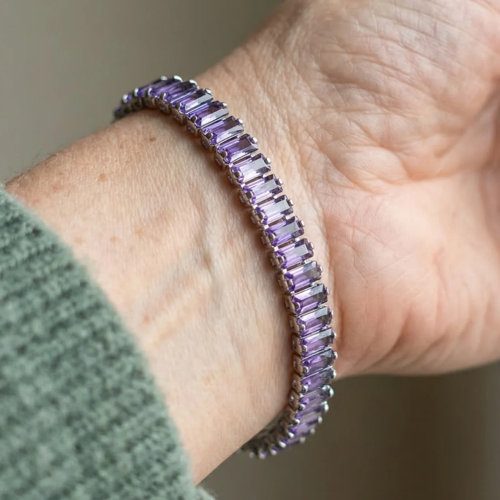 Bracelet de tennis améthyste Vertéa | Or blanc