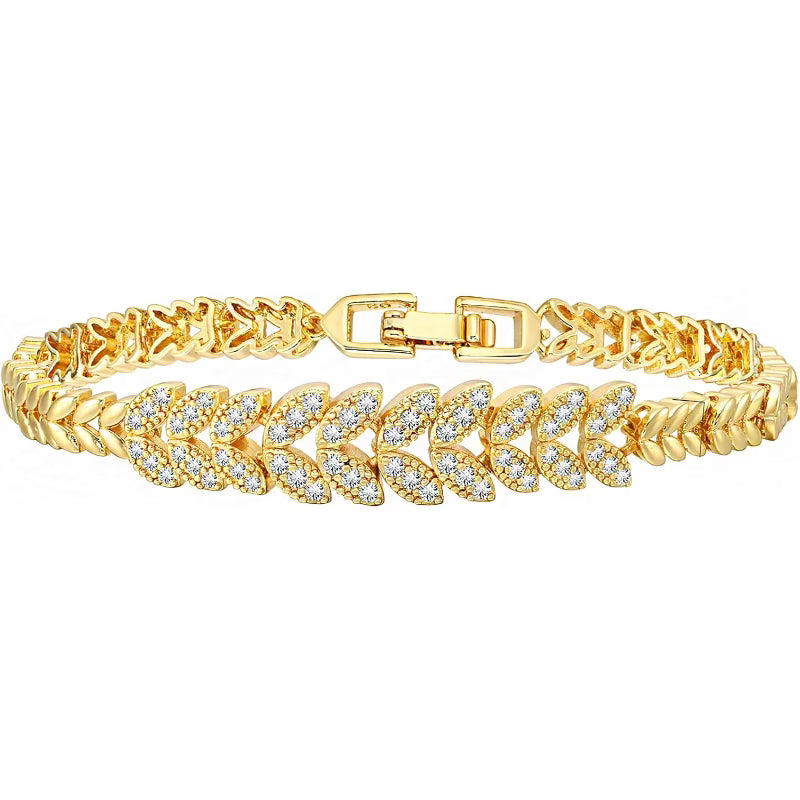 Bracelet de tennis feuille éternelle | Or